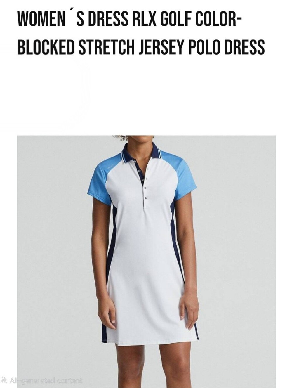 RLX Ralph Lauren Polo Dress Womens Colorblock Performance Sports Dress